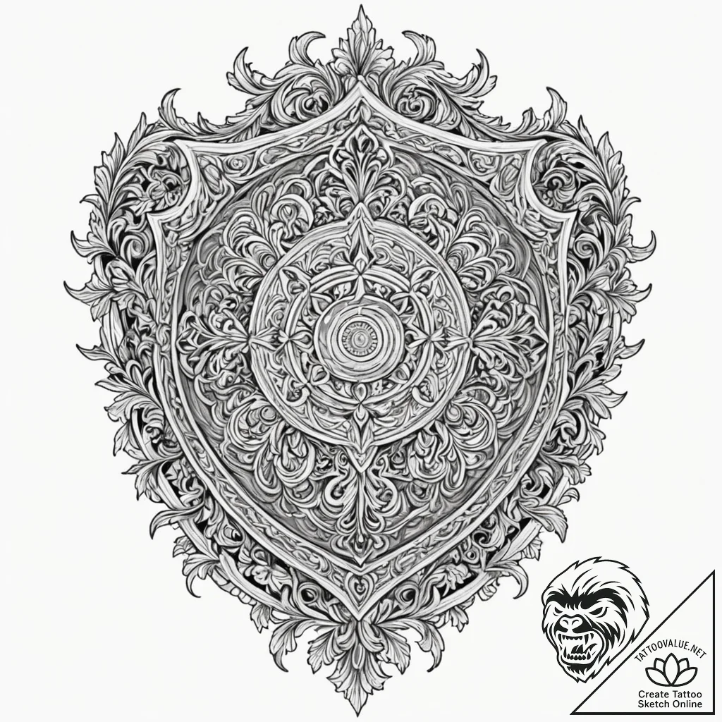 Tattoo design a weathered medieval shield bea... - tattoo sketch (№1752835840_0, 18.07.2025 10:50) — tattoovalue.net