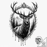 Tattoo design a blackwork forest with the sil… – tattoo sketch (№1752835918_0, 18.07.2025 10:51) — tattoovalue.net