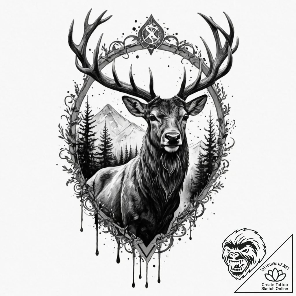 Tattoo design a blackwork forest with the sil... - tattoo sketch (№1752835918_0, 18.07.2025 10:51) — tattoovalue.net