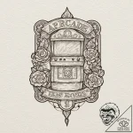 Tattoo design a stylized arcade token with a… – tattoo sketch (№1752835995_0, 18.07.2025 10:53) — tattoovalue.net