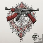 Ak-47 machine gun, tattoo line art, neo tradi… – tattoo sketch (№1752836613_0, 18.07.2025 11:03) — tattoovalue.net