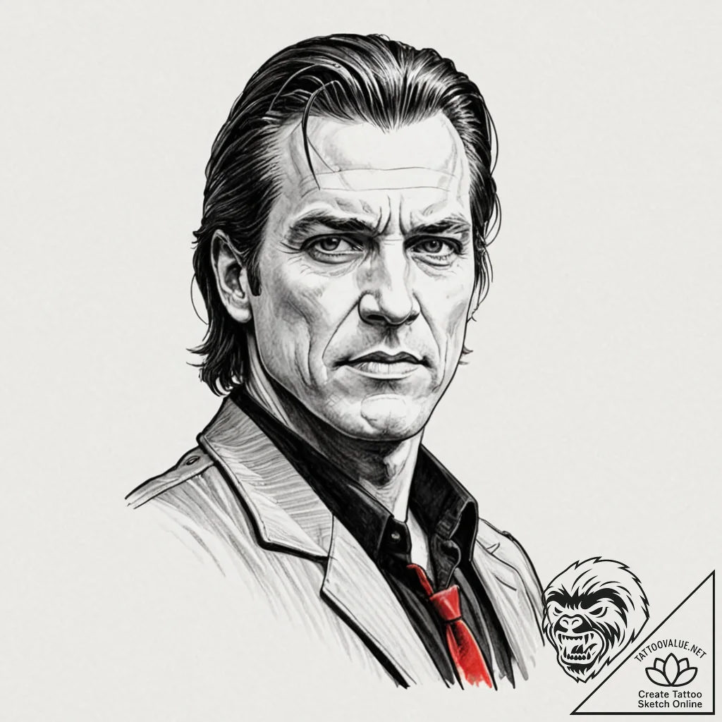 A graphic novel portrait of randall flagg, th... - tattoo sketch (№1752836922_0, 18.07.2025 11:08) — tattoovalue.net