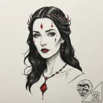 A neo-traditional tattoo of melisandre, the r… – tattoo sketch (№1752839758_0, 18.07.2025 11:55) — tattoovalue.net