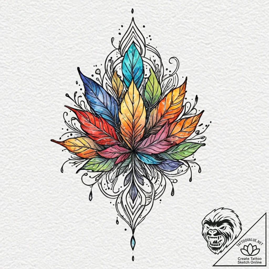 A neo-traditional tattoo of the leaf of lórie... - tattoo sketch (№1752839840_0, 18.07.2025 11:57) — tattoovalue.net