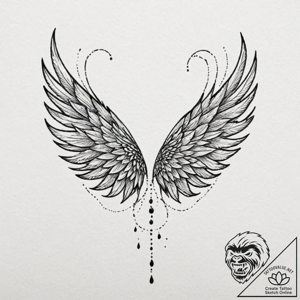 Tattoo design a shoulder blade with a gentle... - tattoo sketch (№1752840254_0, 18.07.2025 12:04) — tattoovalue.net