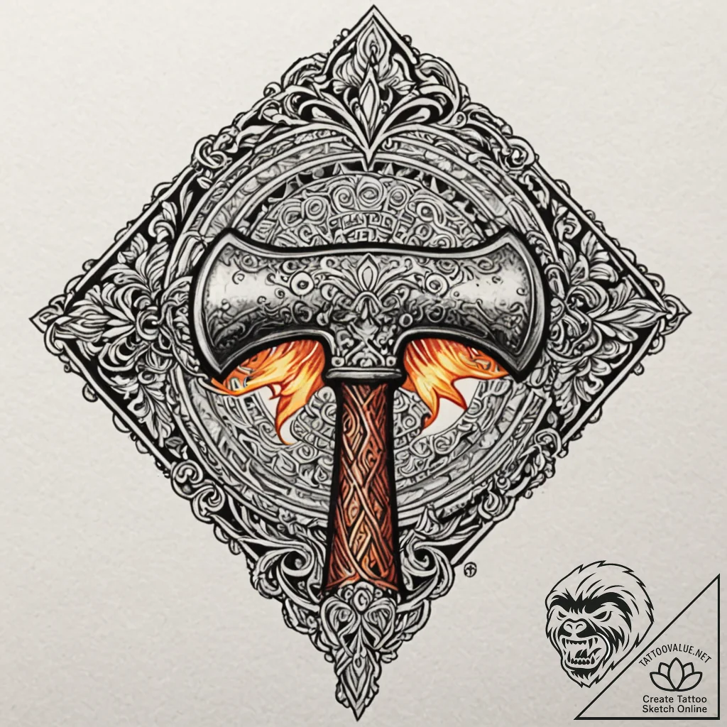 Tattoo sketch: a stylized anvil and hammer fo... - tattoo sketch (№1752840335_0, 18.07.2025 12:05) — tattoovalue.net