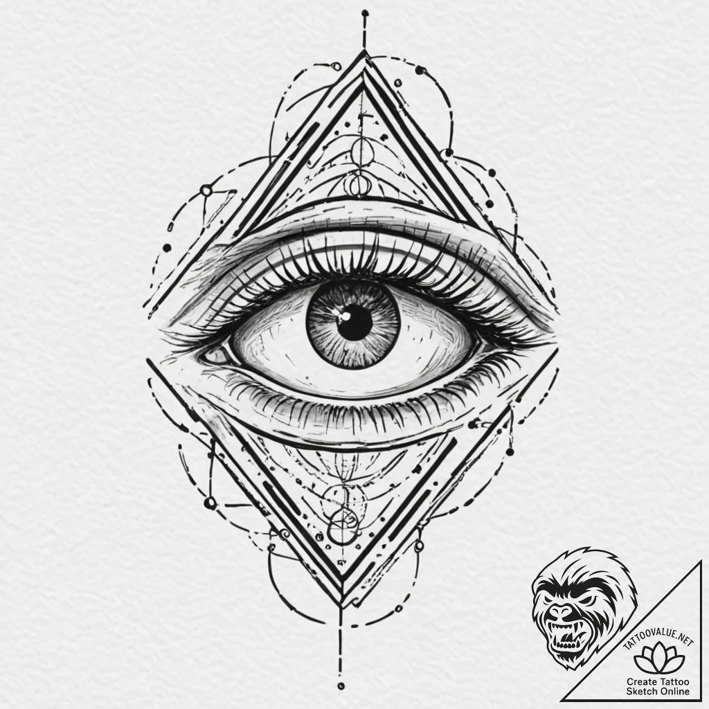Tattoo design a cybernetic eye with glowing o... - tattoo sketch (№1752840417_0, 18.07.2025 12:06) — tattoovalue.net