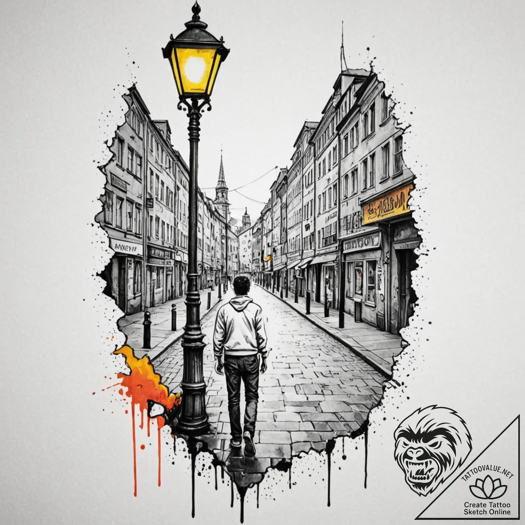 A grimy, graffiti-covered wall in a berlin al... - tattoo sketch (№1752841406_0, 18.07.2025 12:23) — tattoovalue.net