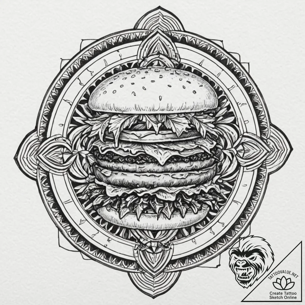 Tattoo design a 'burger' on one, 'fries' on t... - tattoo sketch (№1752841571_0, 18.07.2025 12:26) — tattoovalue.net