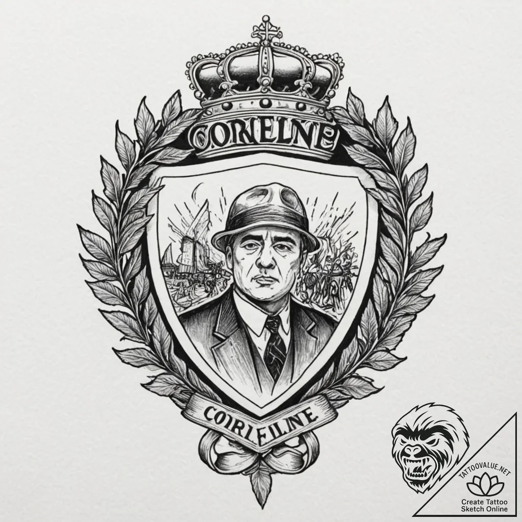 A neo-traditional tattoo of the corleone fami... - tattoo sketch (№1752842060_0, 18.07.2025 12:34) — tattoovalue.net