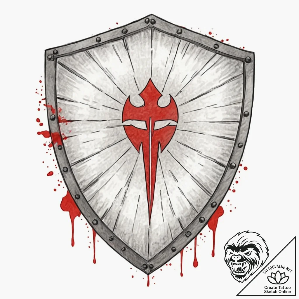 Tattoo sketch a spartan shield with subtle cr... - tattoo sketch (№1752842139_0, 18.07.2025 12:35) — tattoovalue.net