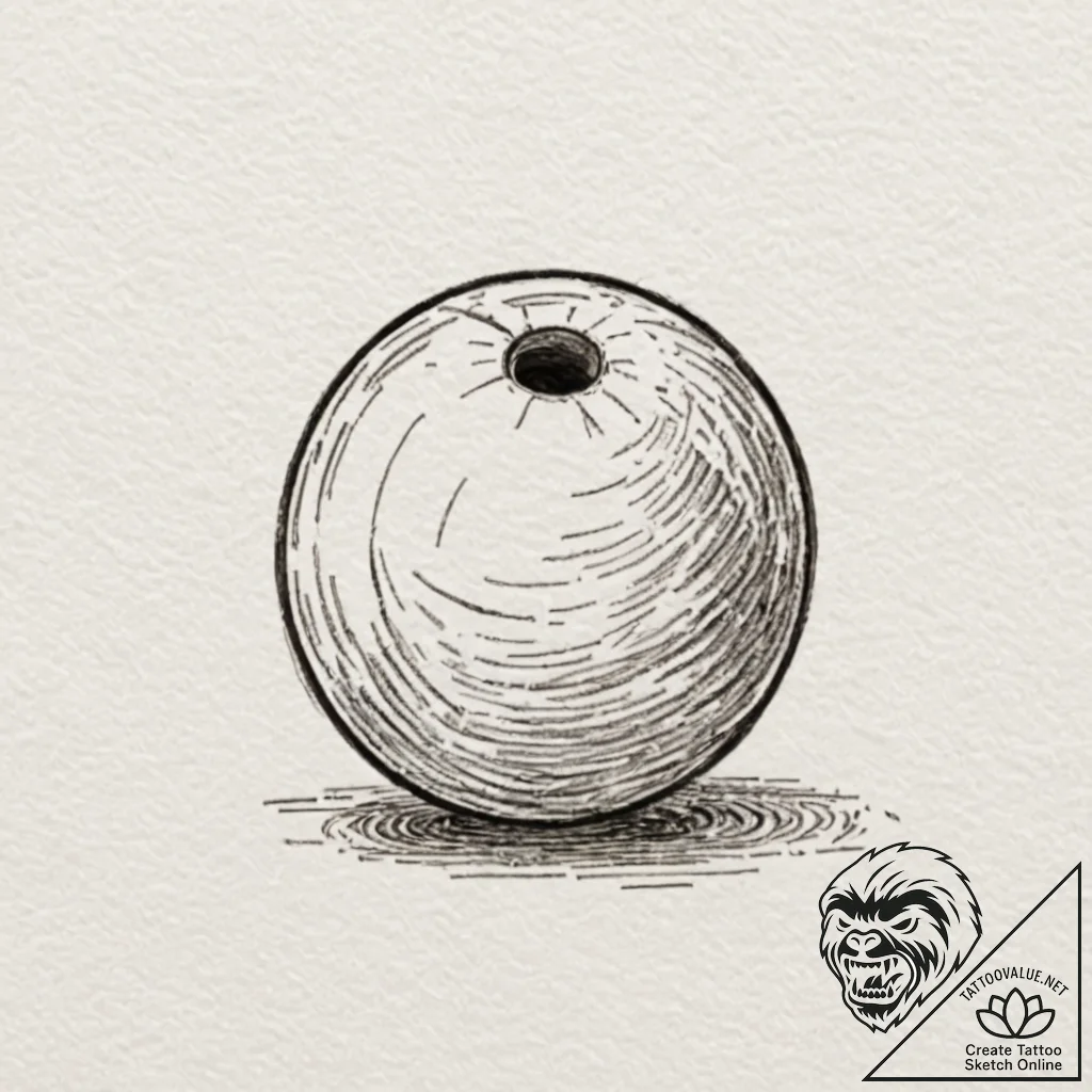 A linework tattoo of the bowling ball and pin... - tattoo sketch (№1752842381_0, 18.07.2025 12:39) — tattoovalue.net