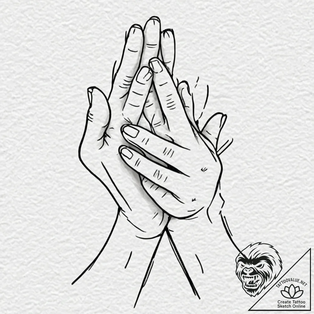 Tattoo design a minimalist tattoo of hands cl... - tattoo sketch (№1752842462_0, 18.07.2025 12:41) — tattoovalue.net