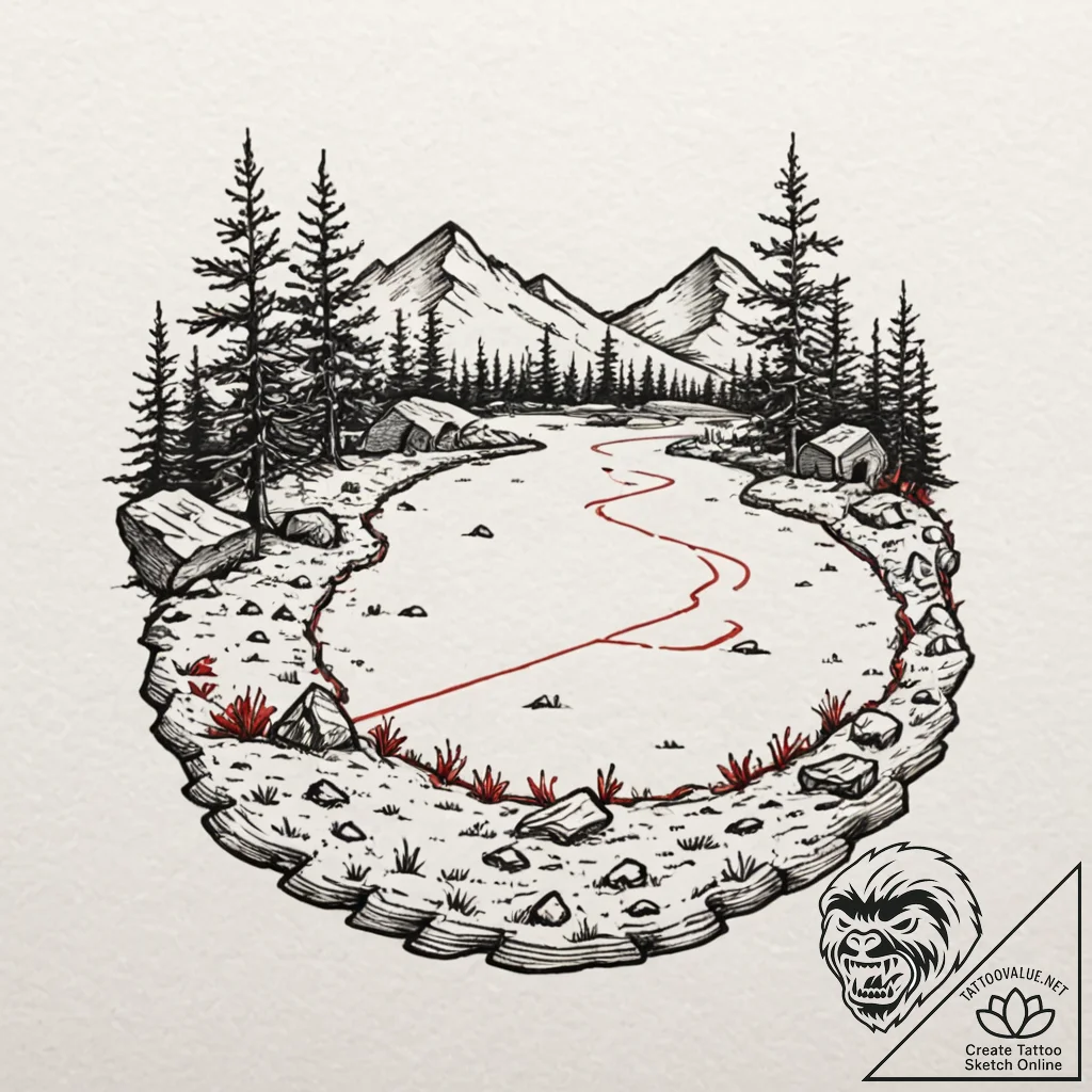 A shot of an archaeological dig site., tattoo... - tattoo sketch (№1752842947_0, 18.07.2025 12:49) — tattoovalue.net