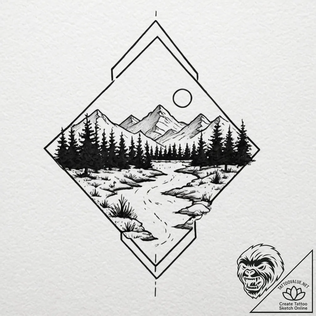 Moody & atmospheric, tattoo line art, minimal... - tattoo sketch (№1752843027_0, 18.07.2025 12:50) — tattoovalue.net
