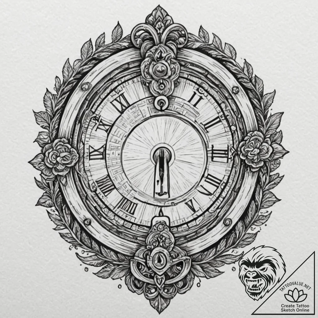 Tattoo design a key unlocking a hidden chambe... - tattoo sketch (№1752843107_0, 18.07.2025 12:51) — tattoovalue.net
