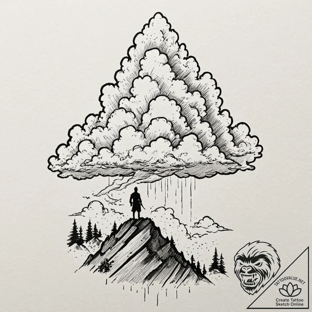 Tattoo design: a silhouette of perun standing... - tattoo sketch (№1752843354_0, 18.07.2025 12:55) — tattoovalue.net