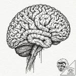 Tattoo design a human brain with integrated c… – tattoo sketch (№1752843435_0, 18.07.2025 12:57) — tattoovalue.net
