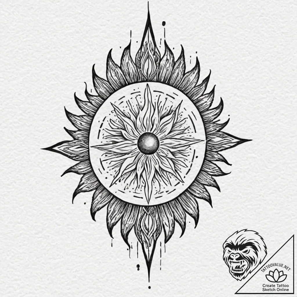Tattoo design: a kolovrat with each ray endin... - tattoo sketch (№1752843517_0, 18.07.2025 12:58) — tattoovalue.net