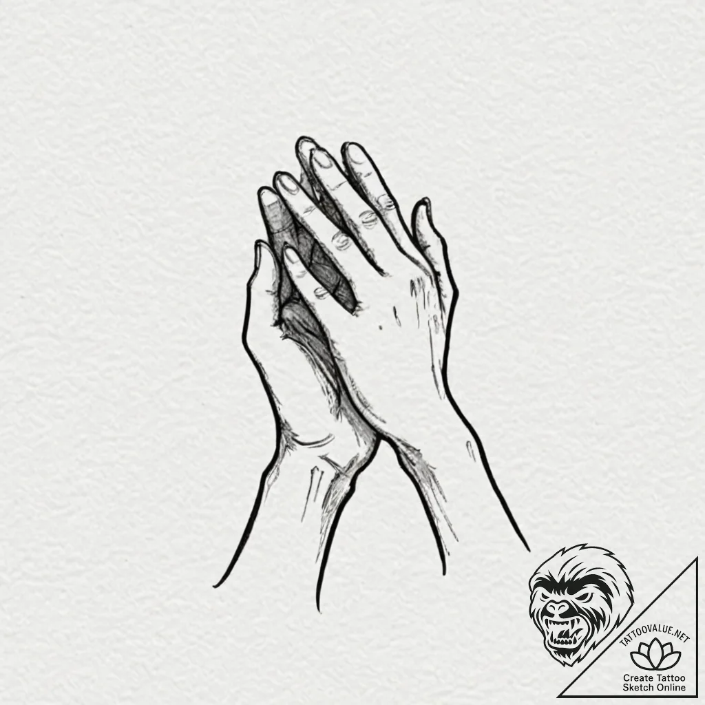 Tattoo design a silhouette of two hands holdi... - tattoo sketch (№1752844804_0, 18.07.2025 13:20) — tattoovalue.net