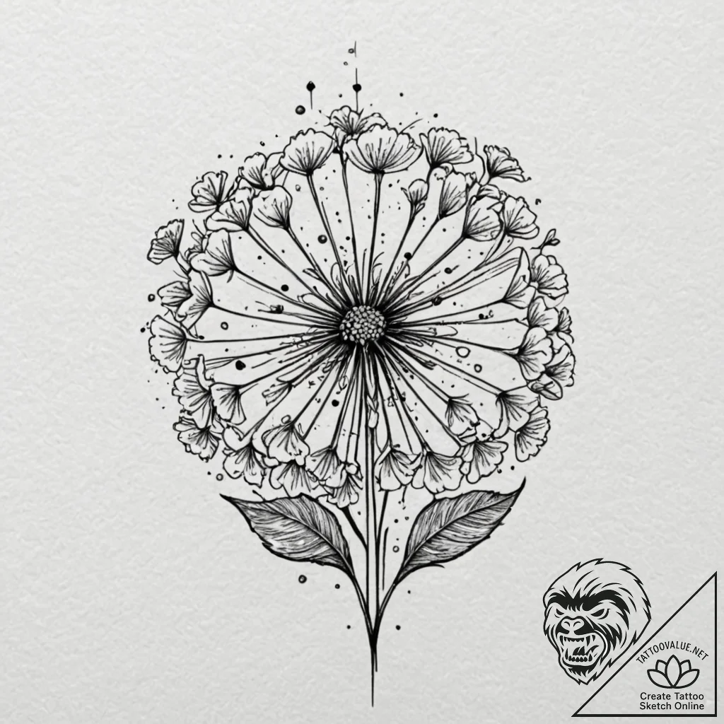 Tattoo design a tiny, ethereal dandelion seed... - tattoo sketch (№1752845120_0, 18.07.2025 13:25) — tattoovalue.net