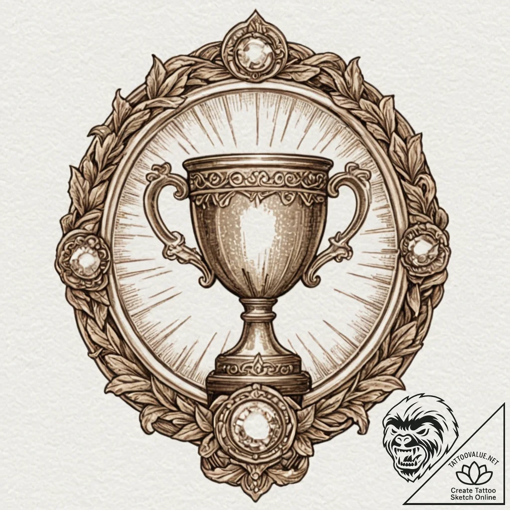 Tattoo sketch a glowing "achievement unlocked... - tattoo sketch (№1752845622_0, 18.07.2025 13:33) — tattoovalue.net