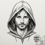 A graphic novel style portrait of aragorn as… – tattoo sketch (№1752846043_0, 18.07.2025 13:40) — tattoovalue.net