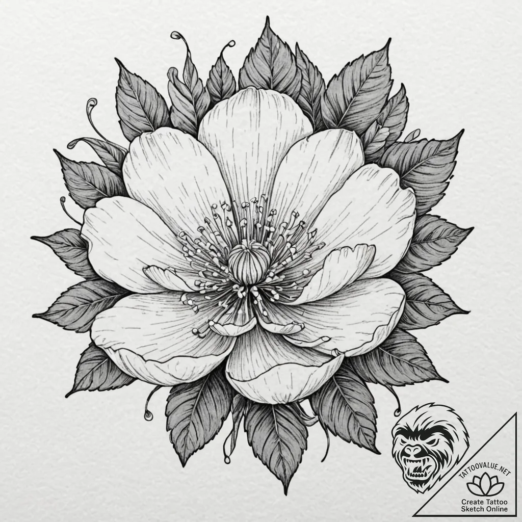 Tattoo design a blossoming flower turning int... - tattoo sketch (№1752846632_0, 18.07.2025 13:50) — tattoovalue.net