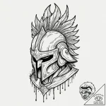 Tattoo sketch a warrior’s helmet with a singl… – tattoo sketch (№1752847713_0, 18.07.2025 14:08) — tattoovalue.net