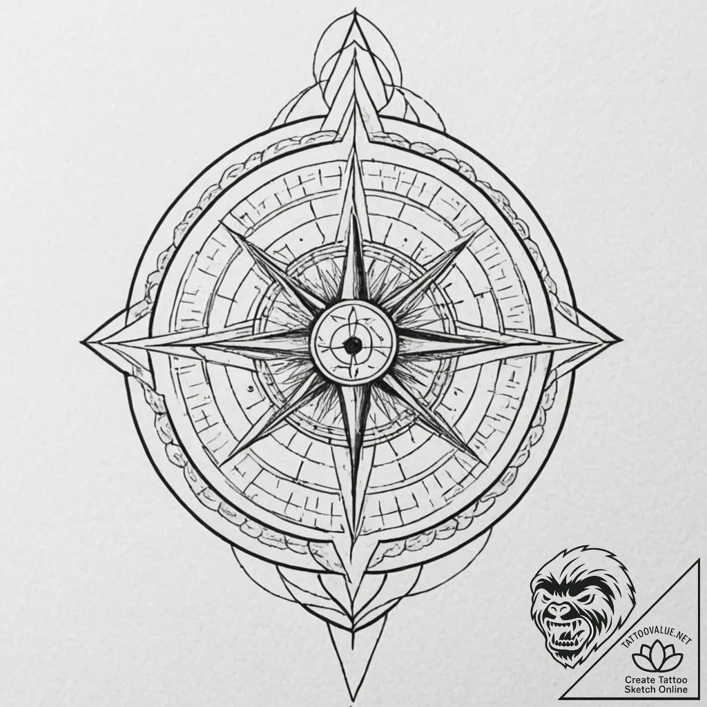 53. tattoo design: a runic compass or a direc... - tattoo sketch (№1752847795_0, 18.07.2025 14:09) — tattoovalue.net