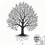 Tattoo design a tree whose leaves are tiny bi… – tattoo sketch (№1752847963_0, 18.07.2025 14:12) — tattoovalue.net