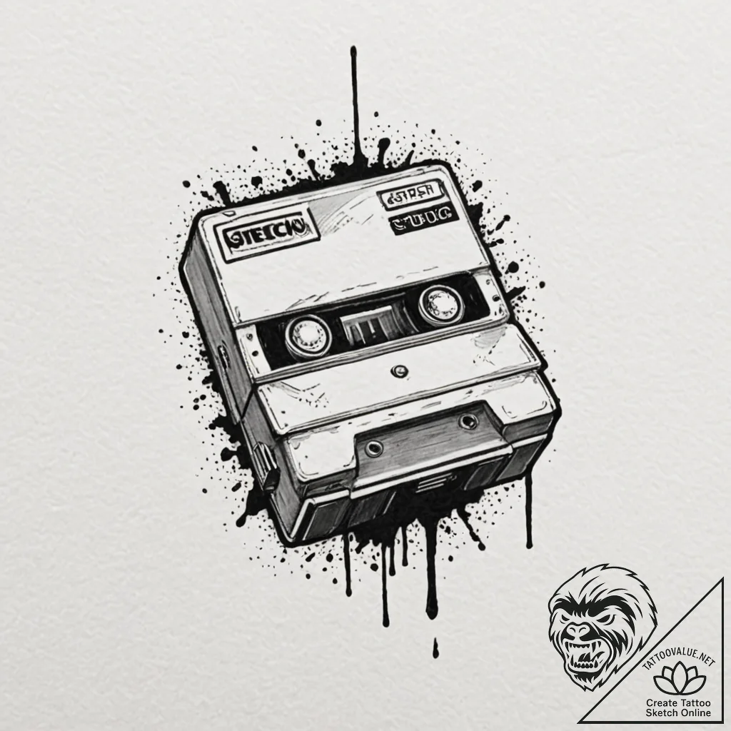 Tattoo design a game cartridge with a single... - tattoo sketch (№1752848892_0, 18.07.2025 14:28) — tattoovalue.net