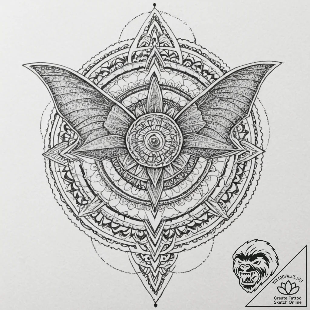 Bat, tattoo sketch design, black and white sk... - tattoo sketch (№1752849402_0, 18.07.2025 14:36) — tattoovalue.net