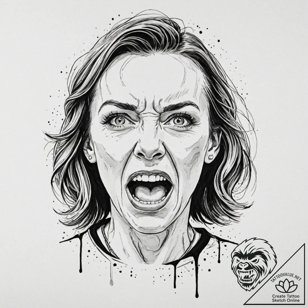 A trash polka portrait of toni collette's scr... - tattoo sketch (№1752849572_0, 18.07.2025 14:39) — tattoovalue.net