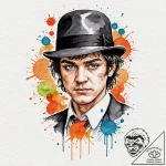 A trash polka portrait of alex from a clockwo… – tattoo sketch (№1752850421_0, 18.07.2025 14:53) — tattoovalue.net