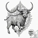 Tattoo design a delicate taurus bull silhouet… – tattoo sketch (№1752850504_0, 18.07.2025 14:55) — tattoovalue.net