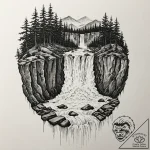Tattoo design a powerful waterfall, constant… – tattoo sketch (№1752851622_0, 18.07.2025 15:13) — tattoovalue.net