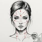 Trash polka style face of a replicant, half f… – tattoo sketch (№1752851708_0, 18.07.2025 15:15) — tattoovalue.net