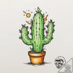 Cactus, tattoo drawing outline, new school ta… – tattoo sketch (№1752852045_0, 18.07.2025 15:20) — tattoovalue.net