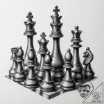 A detailed close-up of a half-finished game o… – tattoo sketch (№1752852709_0, 18.07.2025 15:31) — tattoovalue.net