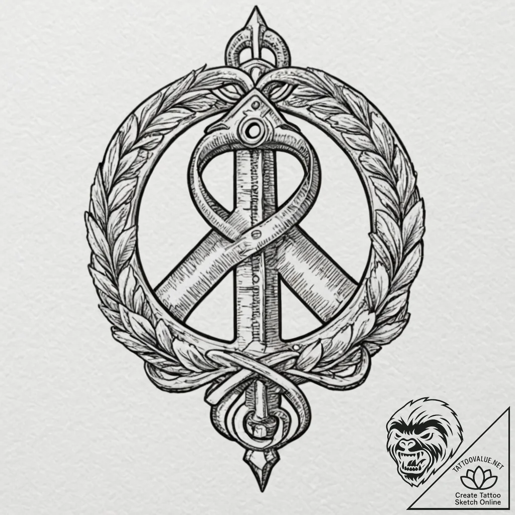 Tattoo sketch a key that also forms an infini... - tattoo sketch (№1752853042_0, 18.07.2025 15:37) — tattoovalue.net