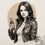 A graphic novel portrait of jessica jones, wi… – tattoo sketch (№1752853373_0, 18.07.2025 15:42) — tattoovalue.net