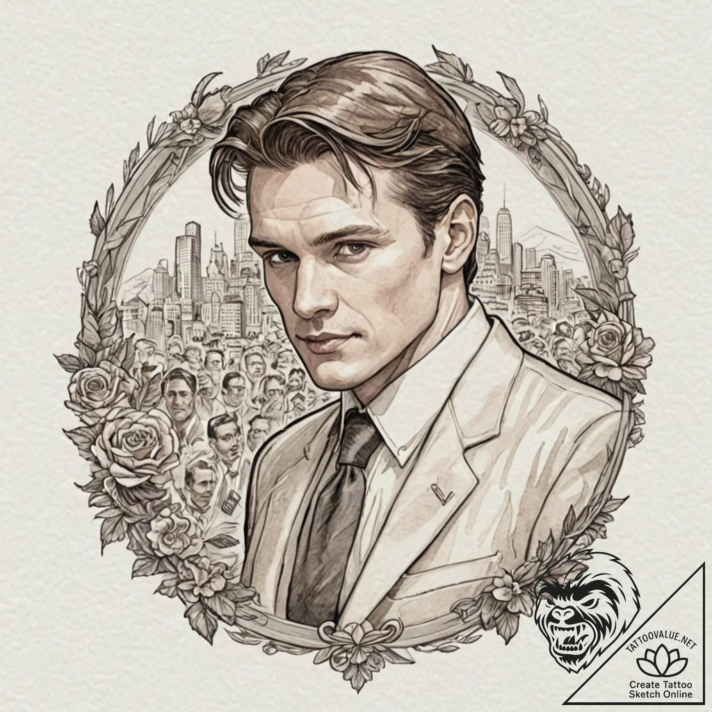 A watercolor sketch of the iconic "business c... - tattoo sketch (№1752853712_0, 18.07.2025 15:48) — tattoovalue.net