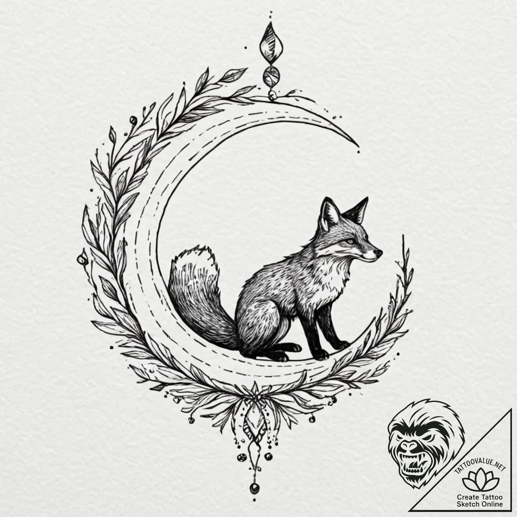 Tattoo design a crescent moon with a shadowy... - tattoo sketch (№1752853889_0, 18.07.2025 15:51) — tattoovalue.net