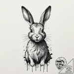 A minimalist tattoo of the rabbit from donnie… – tattoo sketch (№1752854486_0, 18.07.2025 16:01) — tattoovalue.net