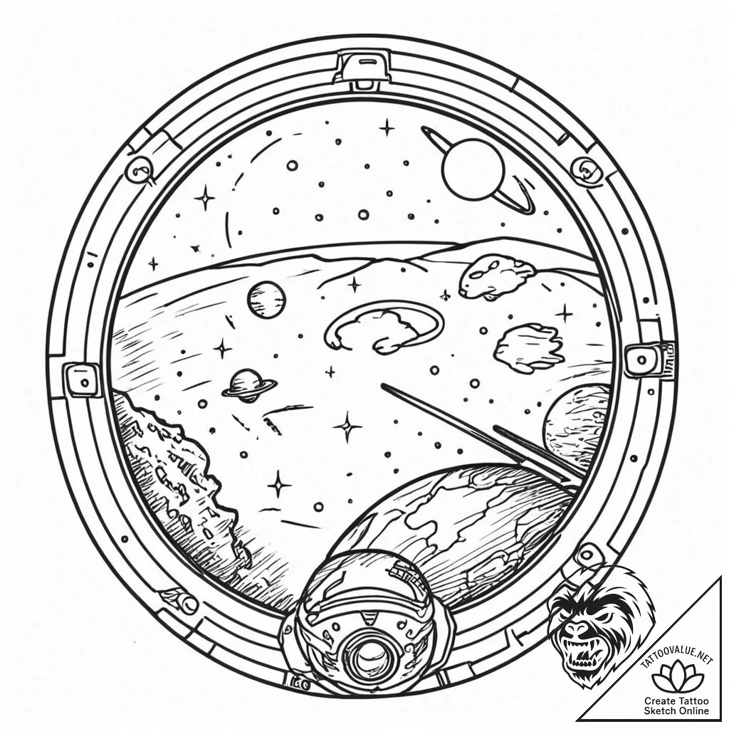 A view of the earth from the international sp... - tattoo sketch (№1752854827_0, 18.07.2025 16:07) — tattoovalue.net