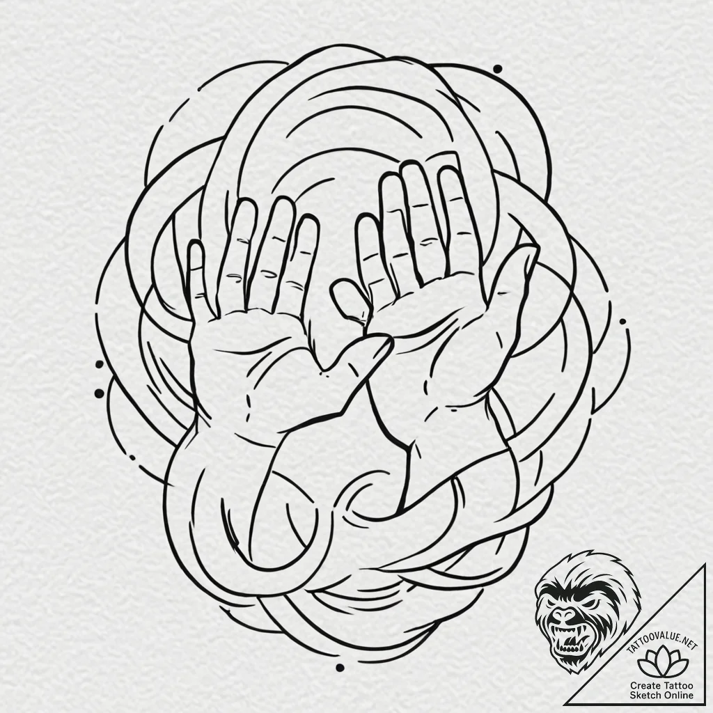 Tattoo design an abstract 'energy flow' betwe... - tattoo sketch (№1752855250_0, 18.07.2025 16:14) — tattoovalue.net
