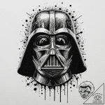 Trash polka tattoo sketch of darth vader’s he… – tattoo sketch (№1752855591_0, 18.07.2025 16:19) — tattoovalue.net