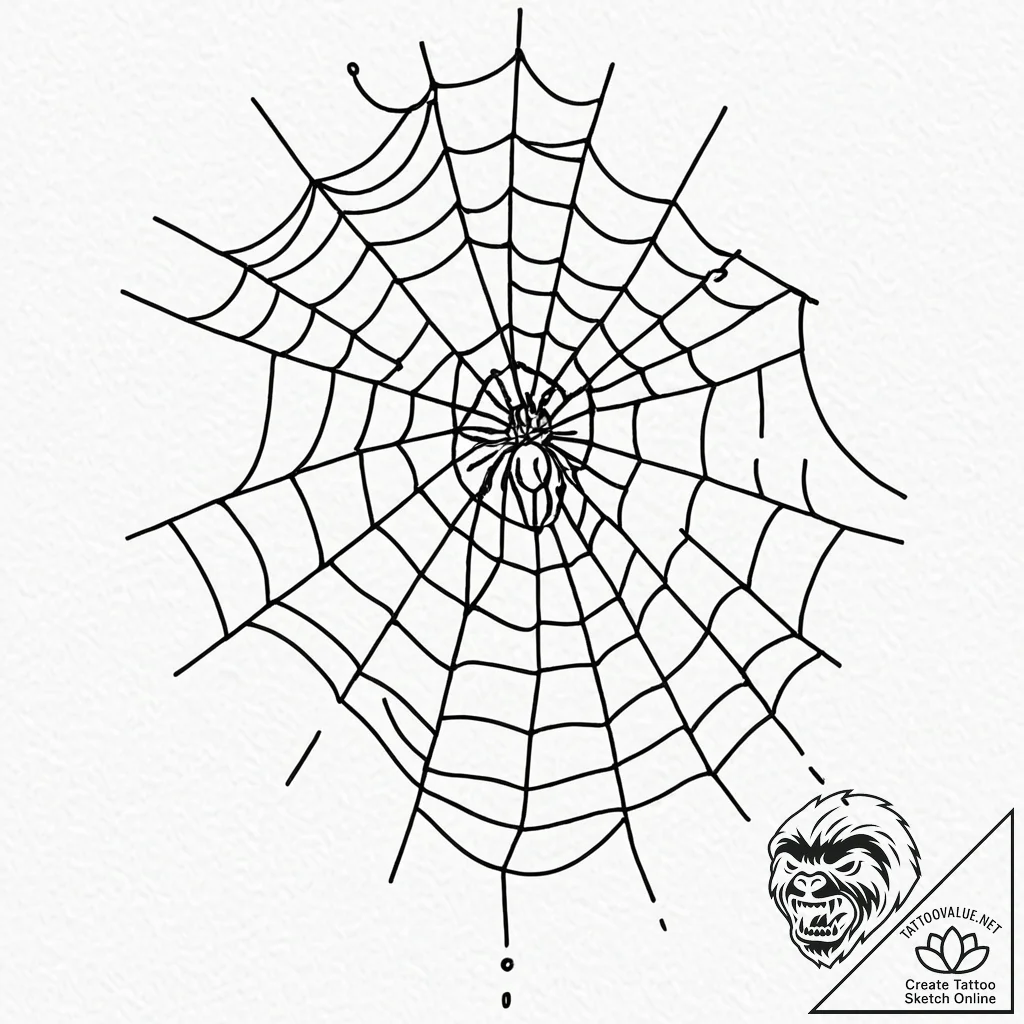 A close-up of a dew-covered spiderweb., tatto... - tattoo sketch (№1752855676_0, 18.07.2025 16:21) — tattoovalue.net