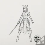 Linework tattoo of ahsoka tano with her two l… – tattoo sketch (№1752856440_0, 18.07.2025 16:34) — tattoovalue.net